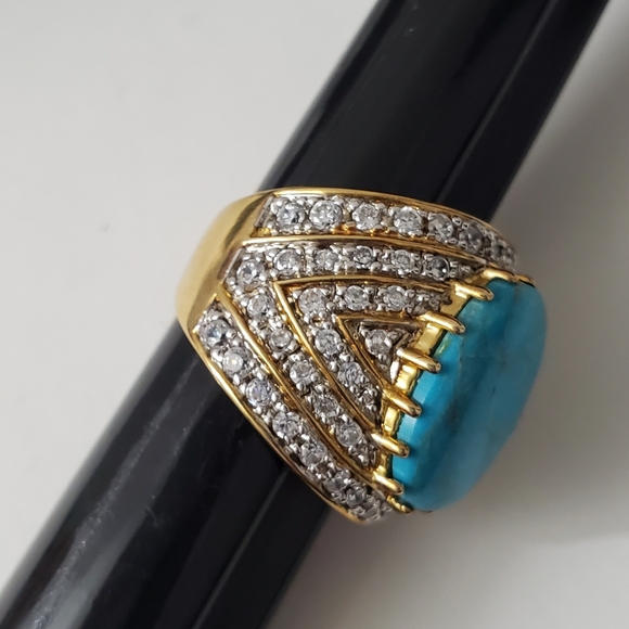 Watch Video / Turquoise Egg Sterling Silver 925 Turquoise Paved Ring - Picture 6 of 9